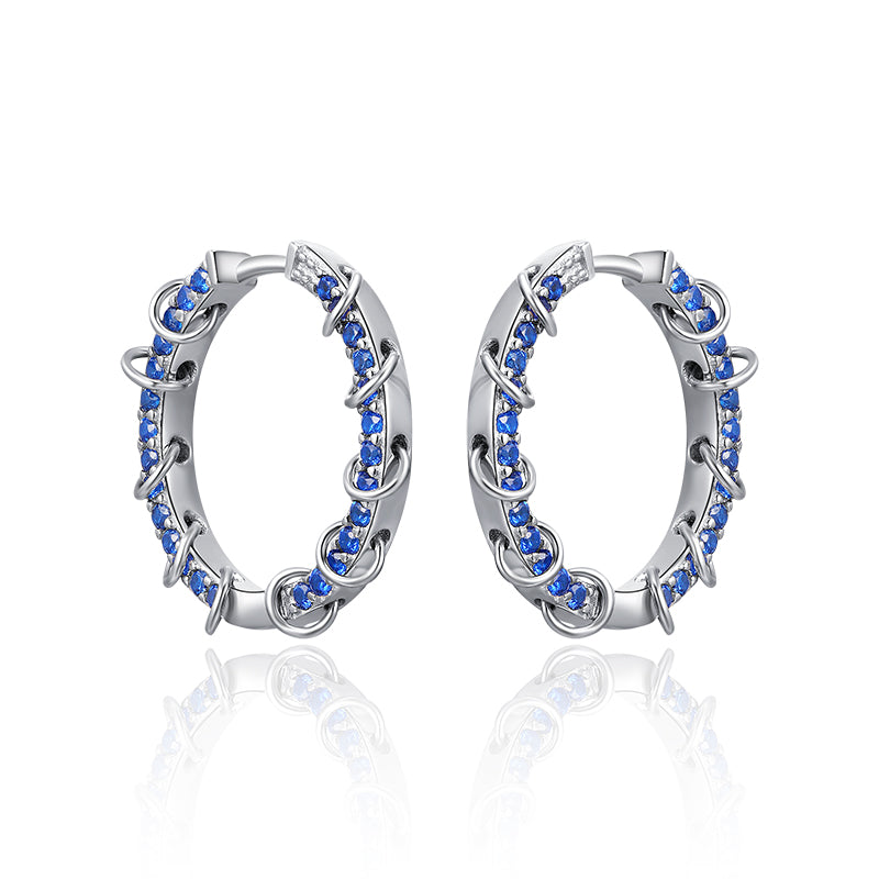 LADY PERLA™ Circle Structure 925 Sterling Silver Hoop Earrings