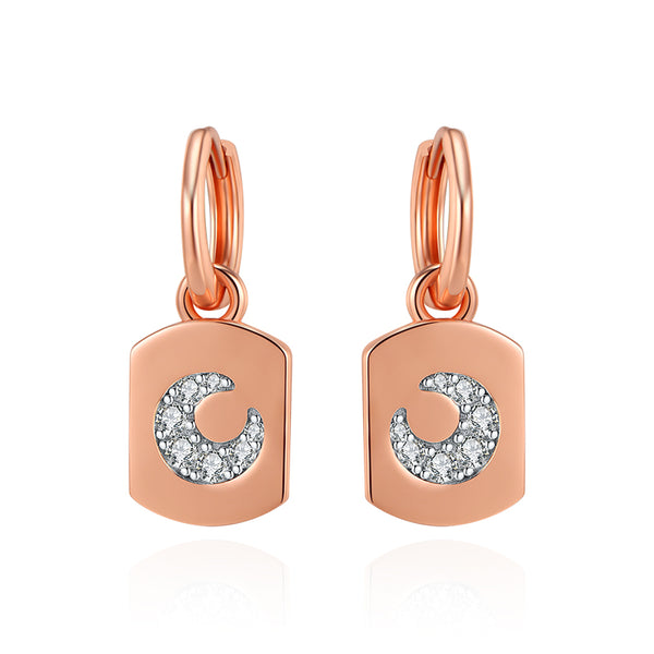 LADY PERLA™ Day & Night Star 925 Sterling Silver Earrings-Moon