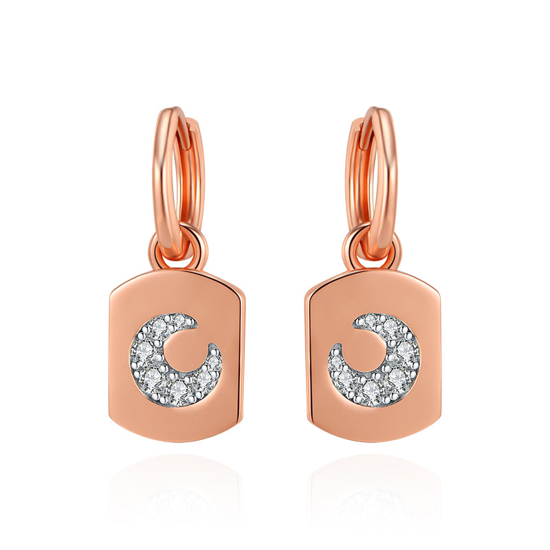 LADY PERLA™ Day & Night Star 925 Sterling Silver Earrings-Moon